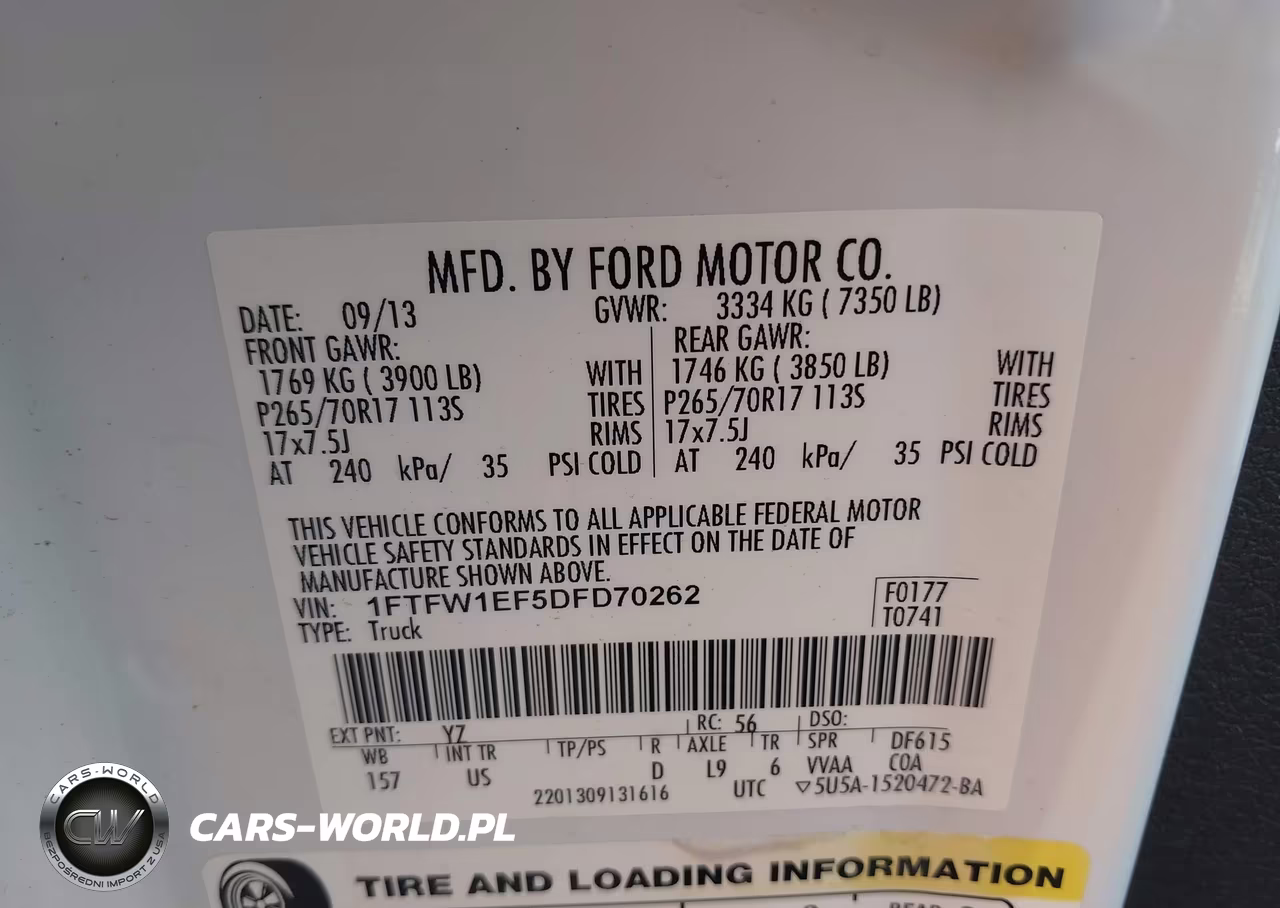 2013 Ford F-150 Xlt VIN:1FTFW1EF5DFD70262 - 9
