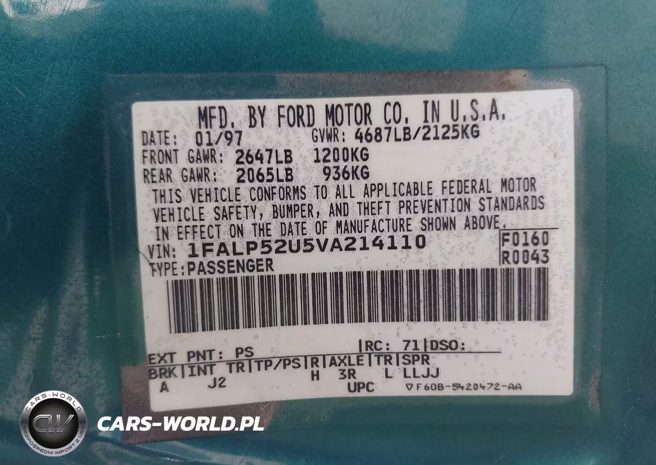 1997 Ford Taurus Gl VIN:1FALP52U5VA214110 - 9