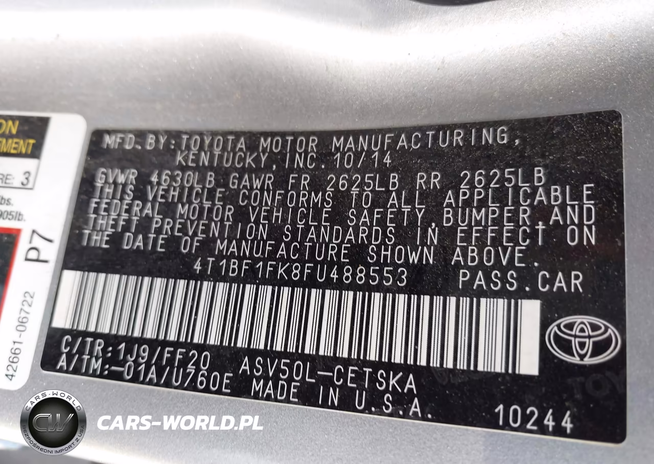 2015 Toyota Camry Se VIN:4T1BF1FK8FU488553 - 9
