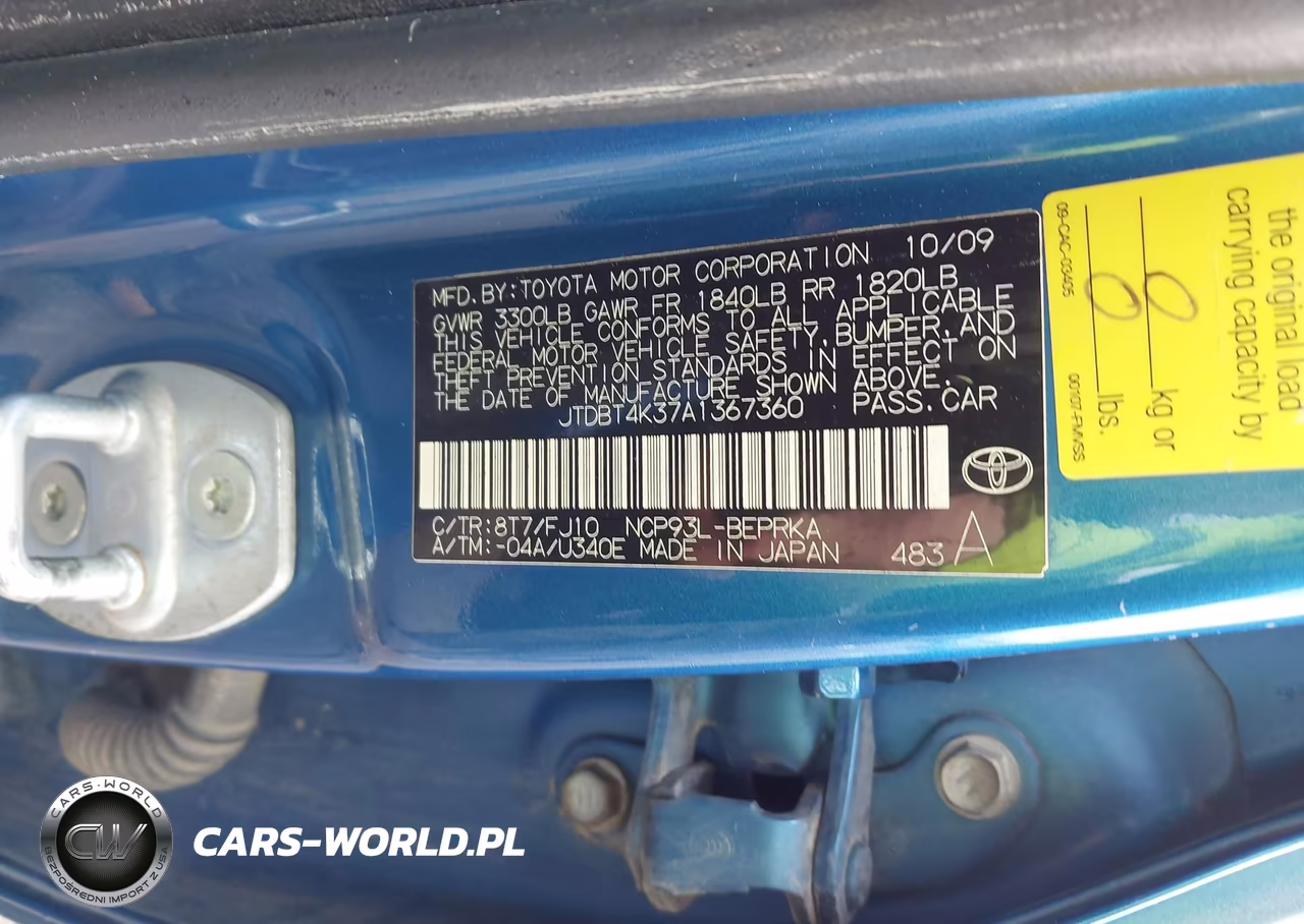 2010 Toyota Yaris VIN:JTDBT4K37A1367360 - 9