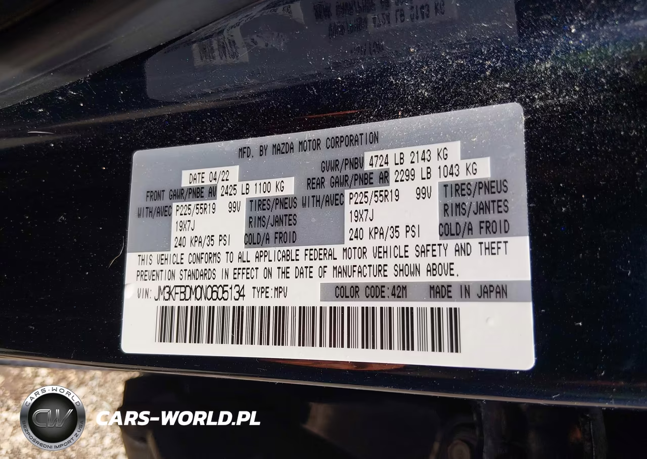 2022 Mazda Cx-5 2.5 S Premium VIN:JM3KFBDM0N0605134 - 9