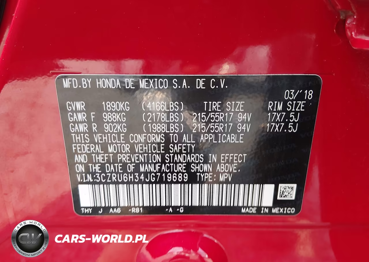 2018 Honda Hr-V Lx VIN:3CZRU6H34JG719689 - 9