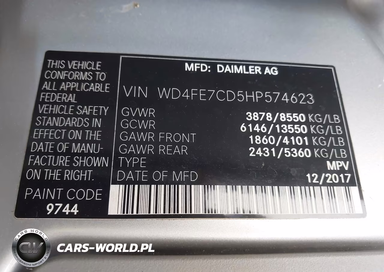 2017 Mercedes-Benz Sprinter 2500 Standard Roof V6 VIN:WD4FE7CD5HP574623 - 9