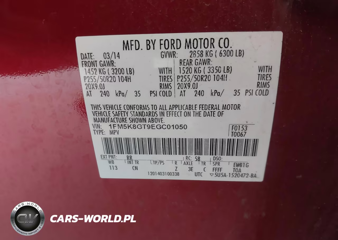 2014 Ford Explorer Sport VIN:1FM5K8GT9EGC01050 - 9