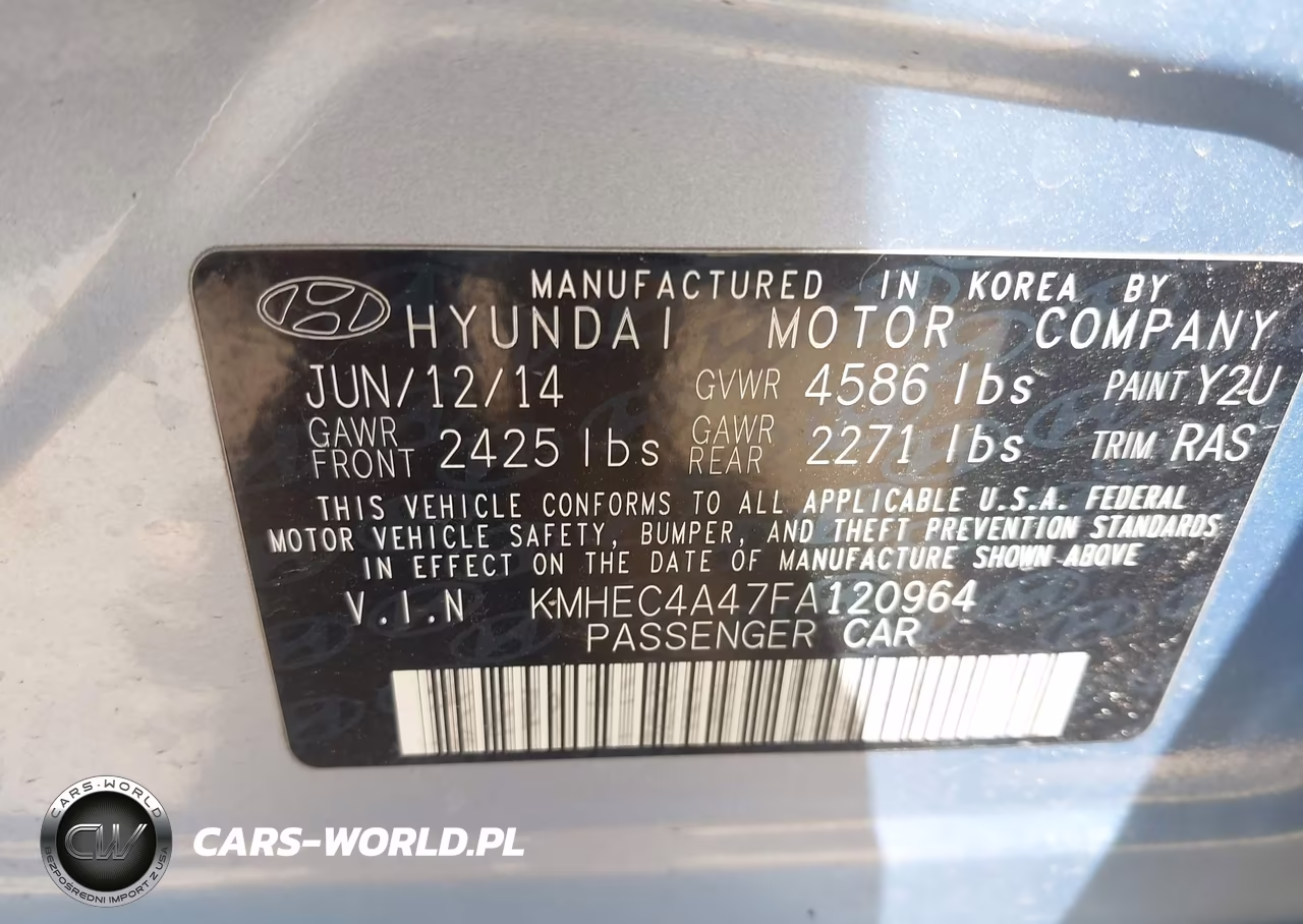 2015 Hyundai Sonata Hybrid VIN:KMHEC4A47FA120964 - 9
