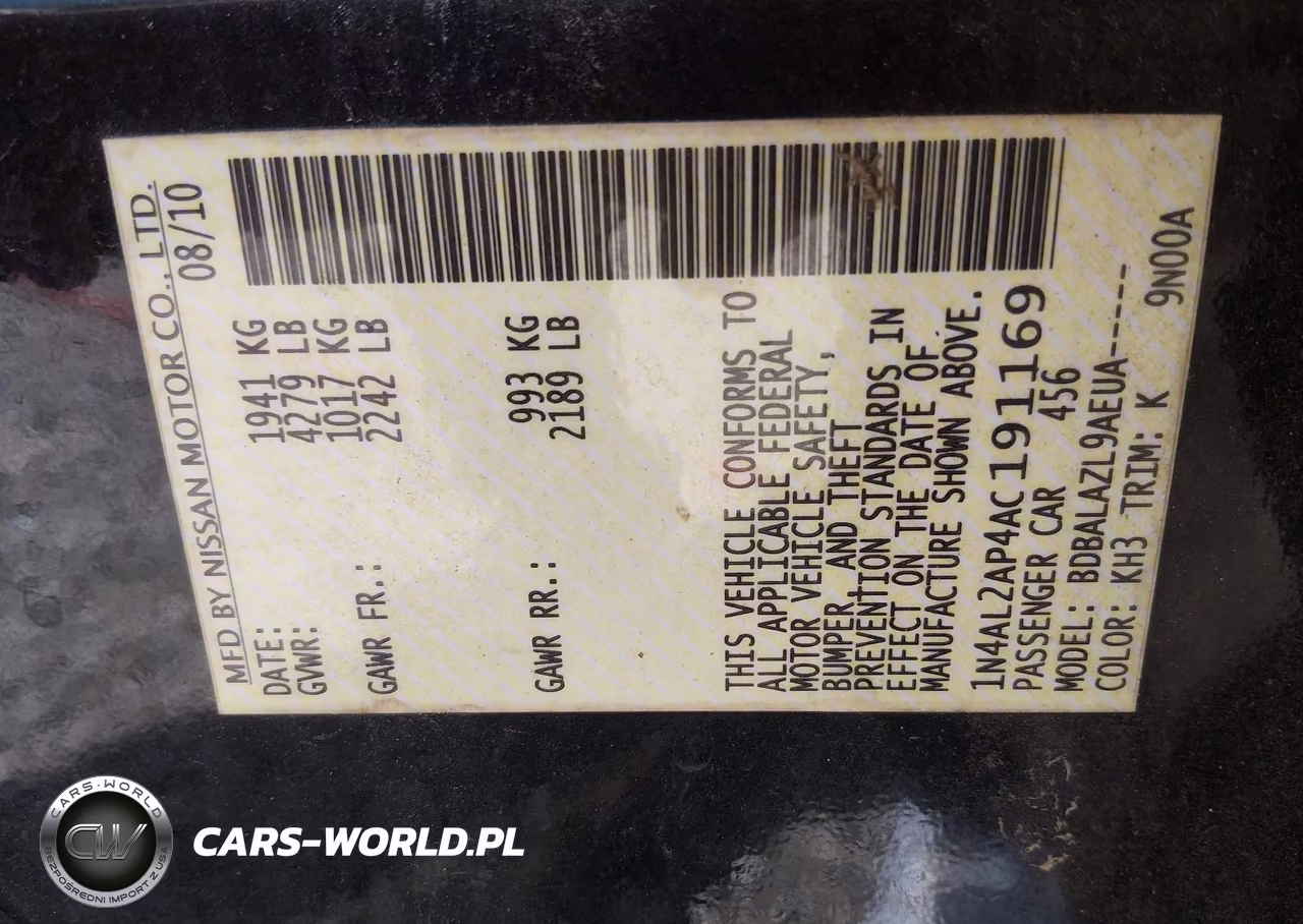 2010 Nissan Altima 2.5 VIN:1N4AL2AP4AC191169 - 9