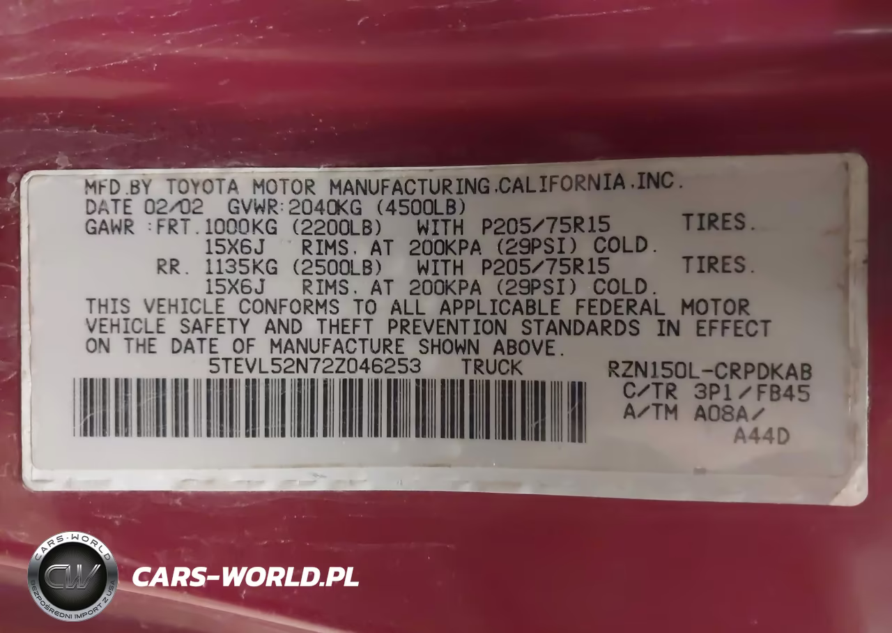 2002 Toyota Tacoma VIN:5TEVL52N72Z046253 - 9