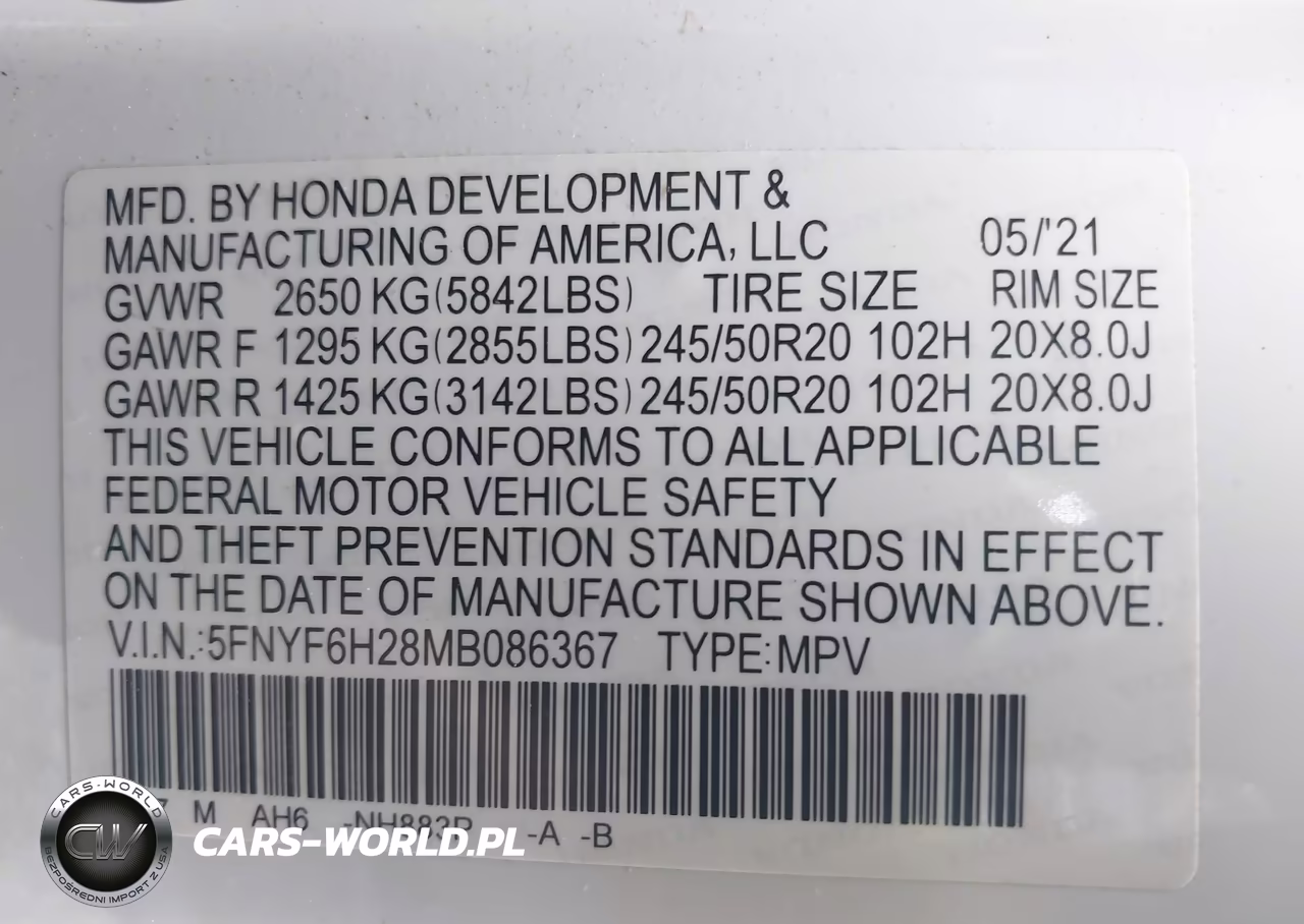 2021 Honda Pilot Awd Special Edition VIN:5FNYF6H28MB086367 - 9