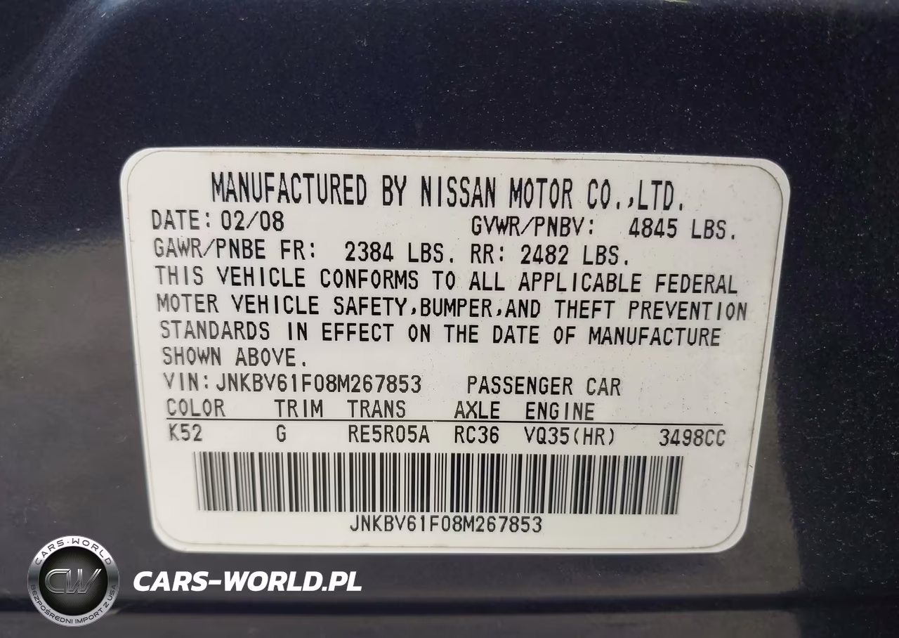2008 Infiniti G35X VIN:JNKBV61F08M267853 - 9