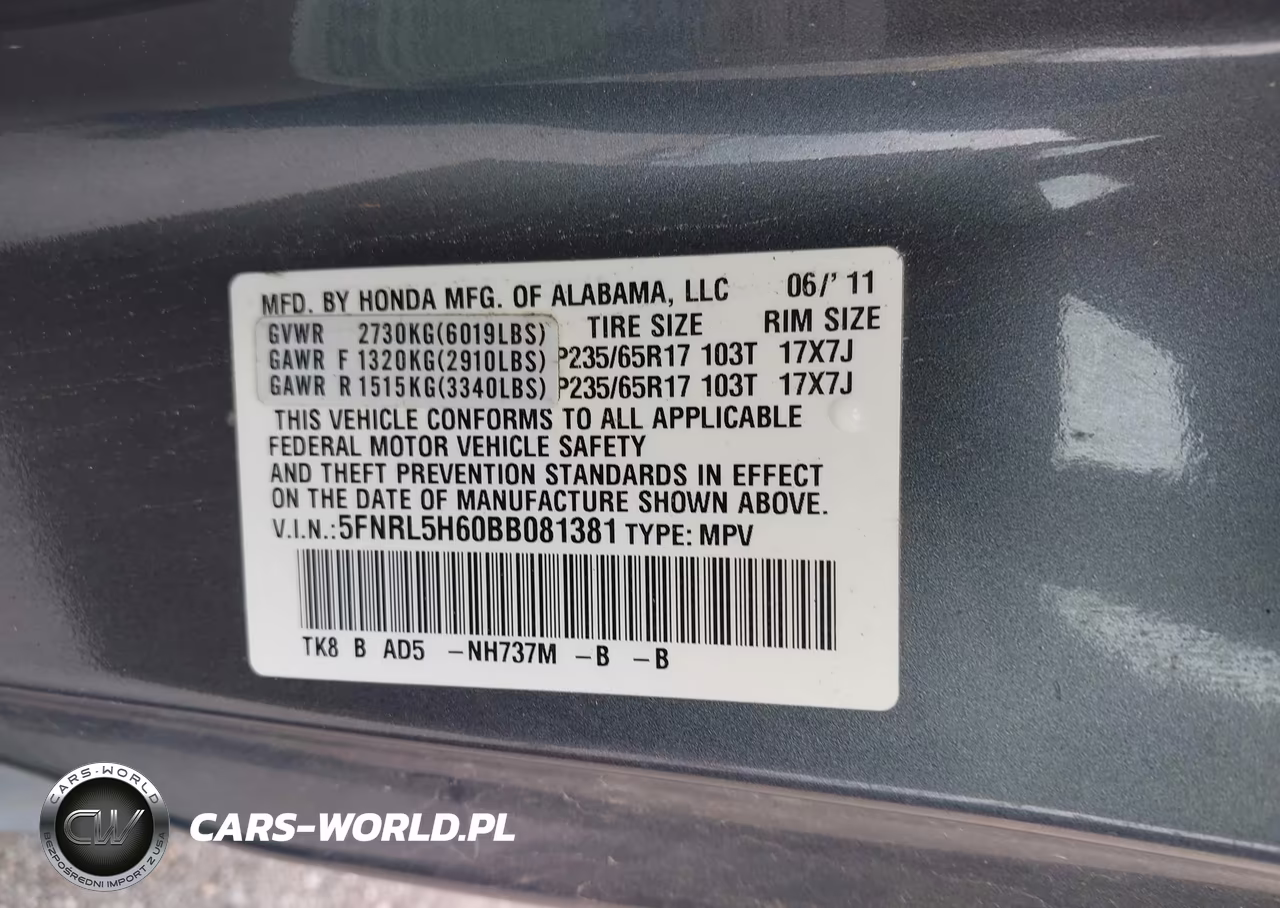 2011 Honda Odyssey Ex-L VIN:5FNRL5H60BB081381 - 9