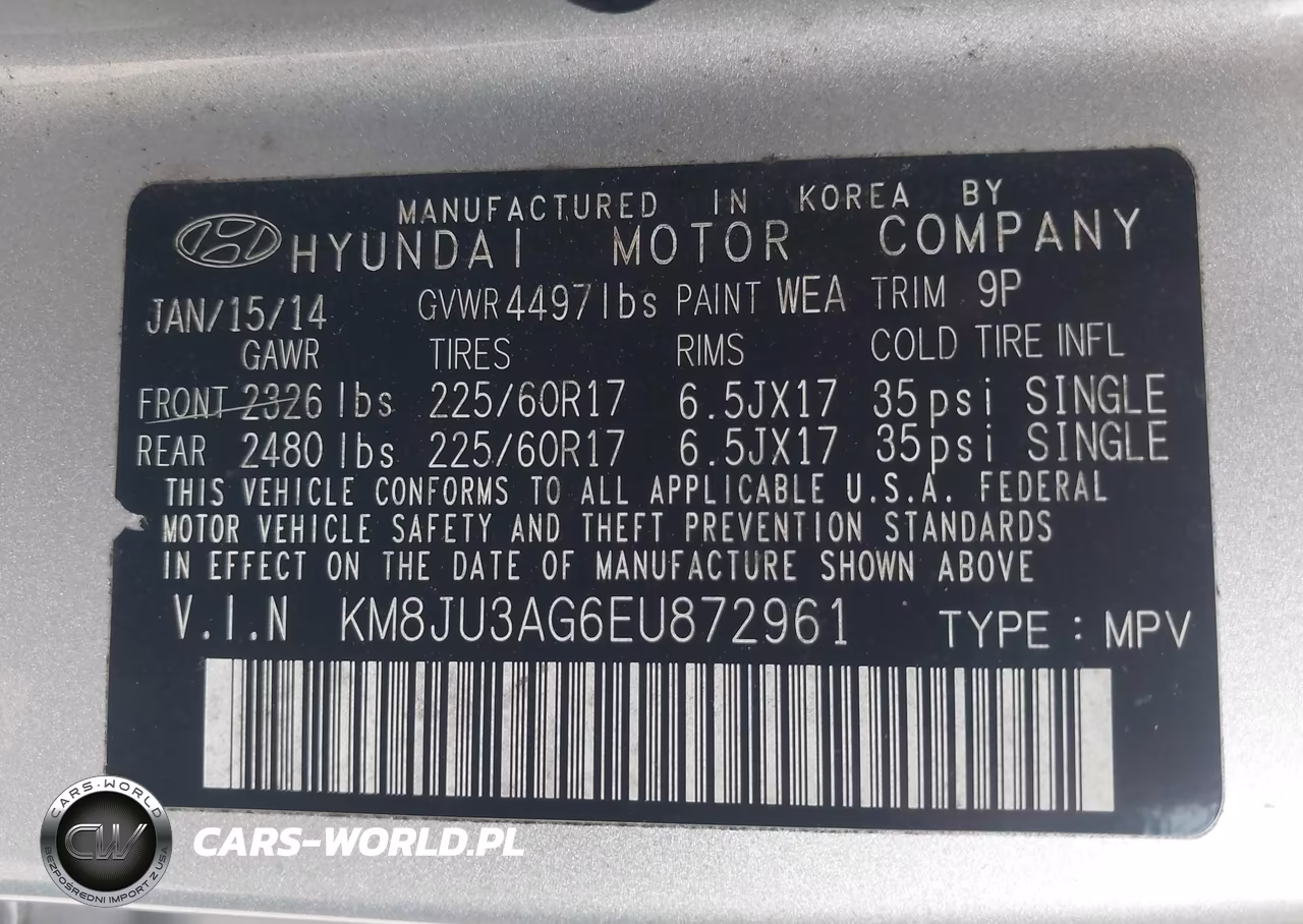2014 Hyundai Tucson Se VIN:KM8JU3AG6EU872961 - 9
