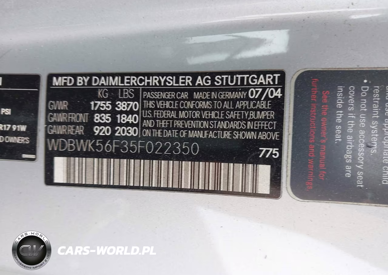 2005 Mercedes-Benz Slk 350 VIN:WDBWK56F35F022350 - 9