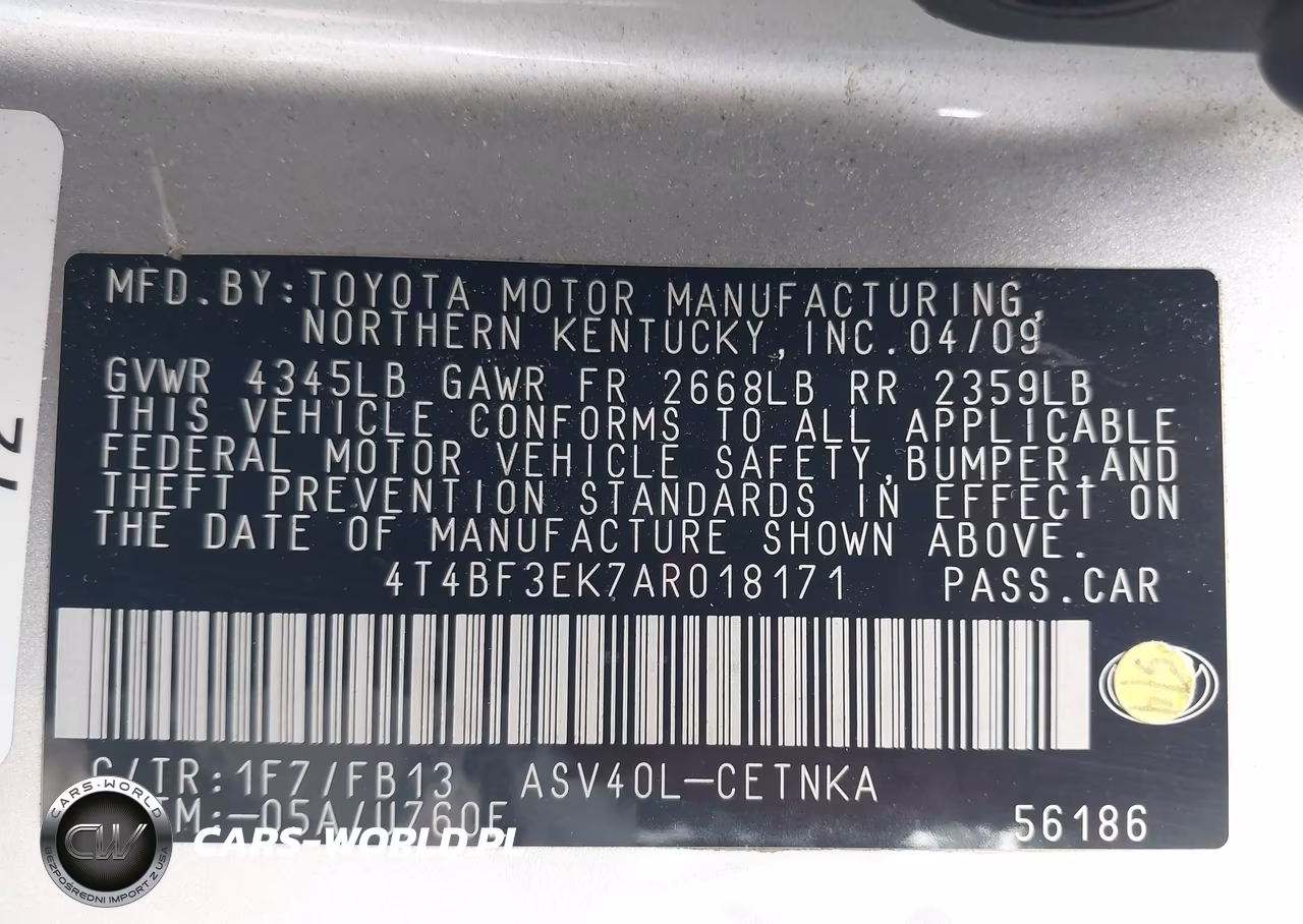 2010 Toyota Camry Le VIN:4T4BF3EK7AR018171 - 9