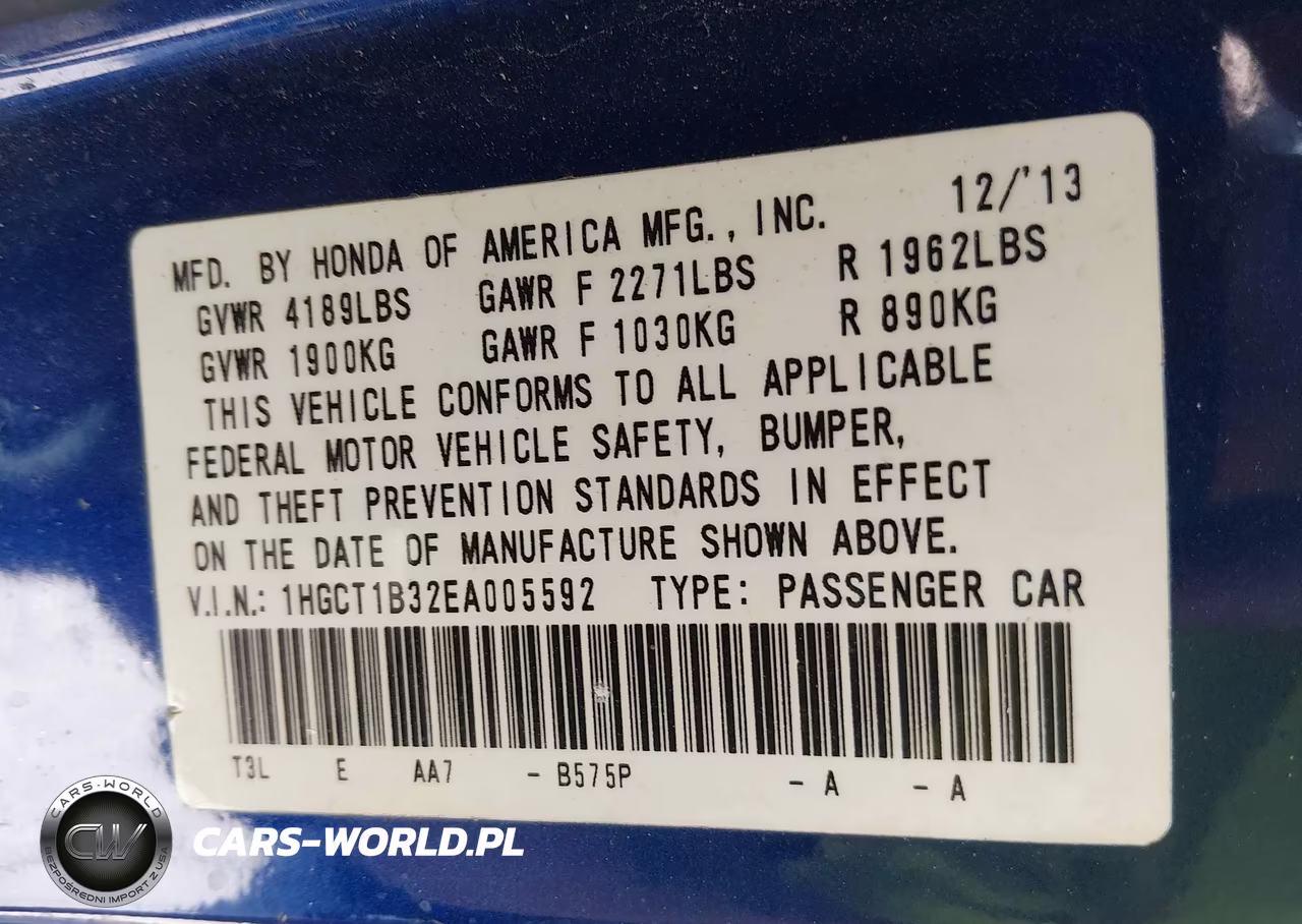2014 Honda Accord Lx-S VIN:1HGCT1B32EA005592 - 9