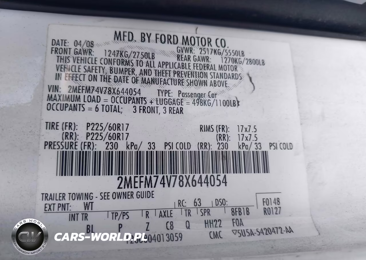 2008 Mercury Grand Marquis Gs VIN:2MEFM74V78X644054 - 9