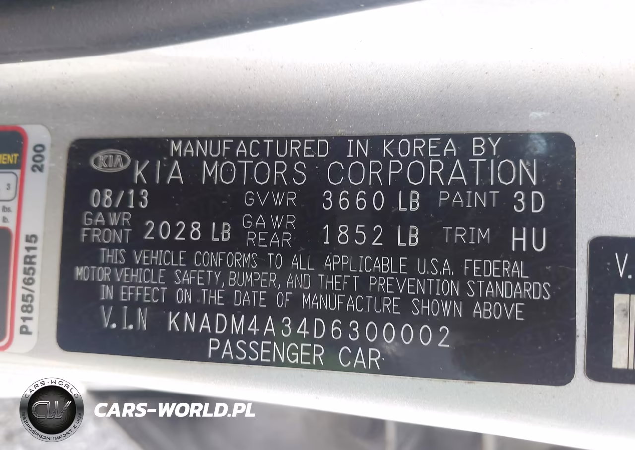 2013 Kia Rio Lx VIN:KNADM4A34D6300002 - 9