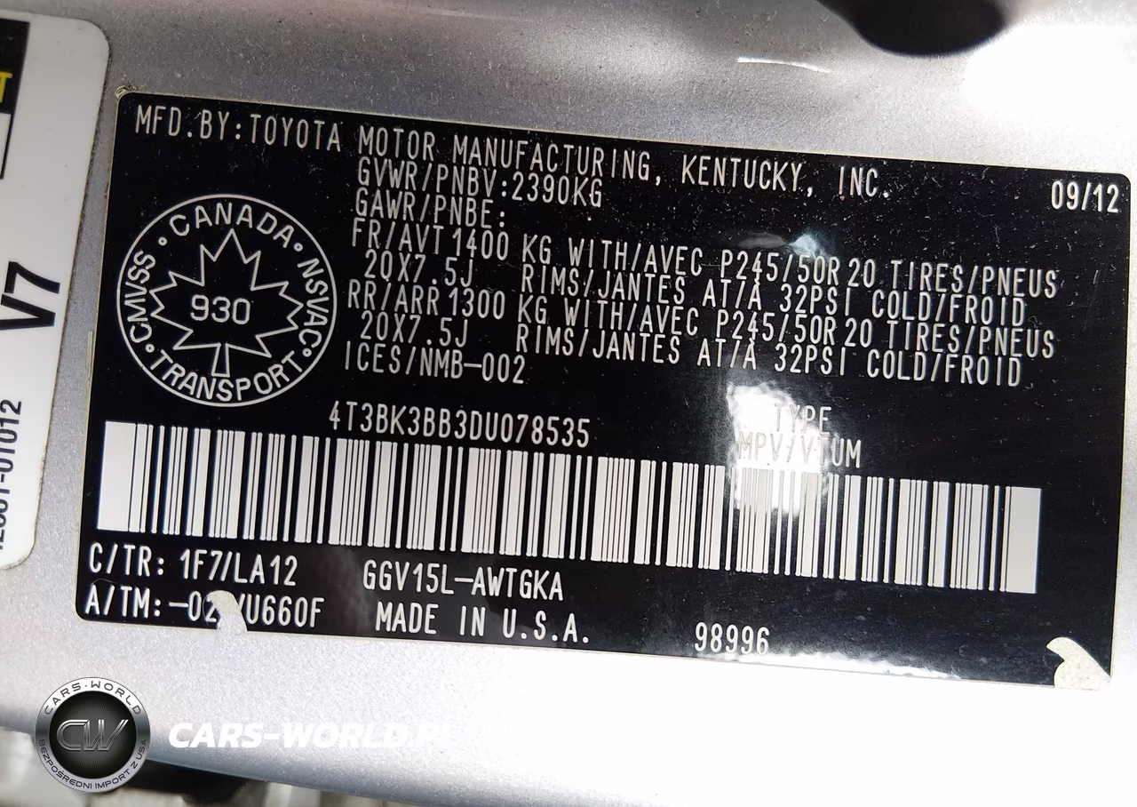 2013 Toyota Venza Base V6 VIN:4T3BK3BB3DU078535 - 9