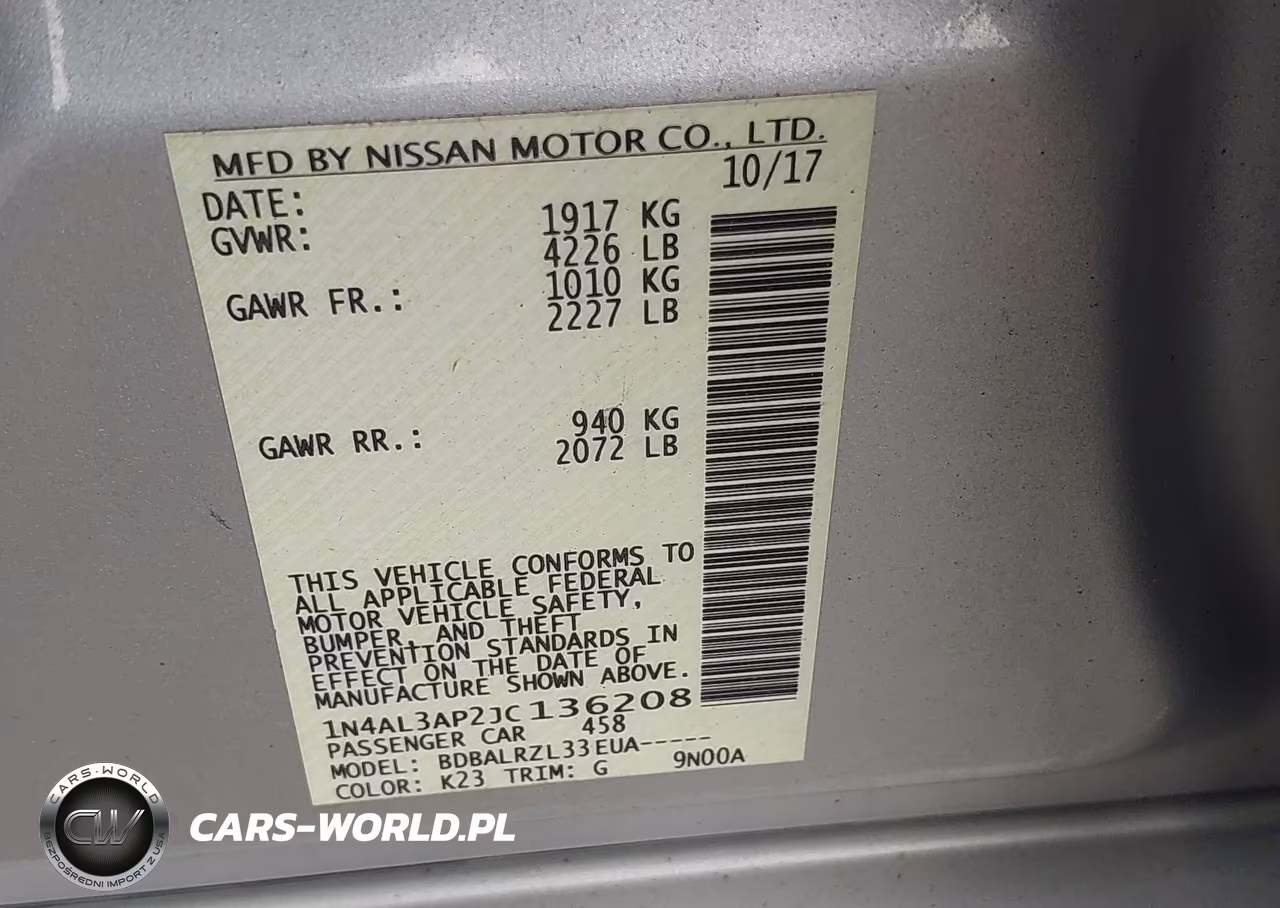 2018 Nissan Altima 2.5 Sl VIN:1N4AL3AP2JC136208 - 9