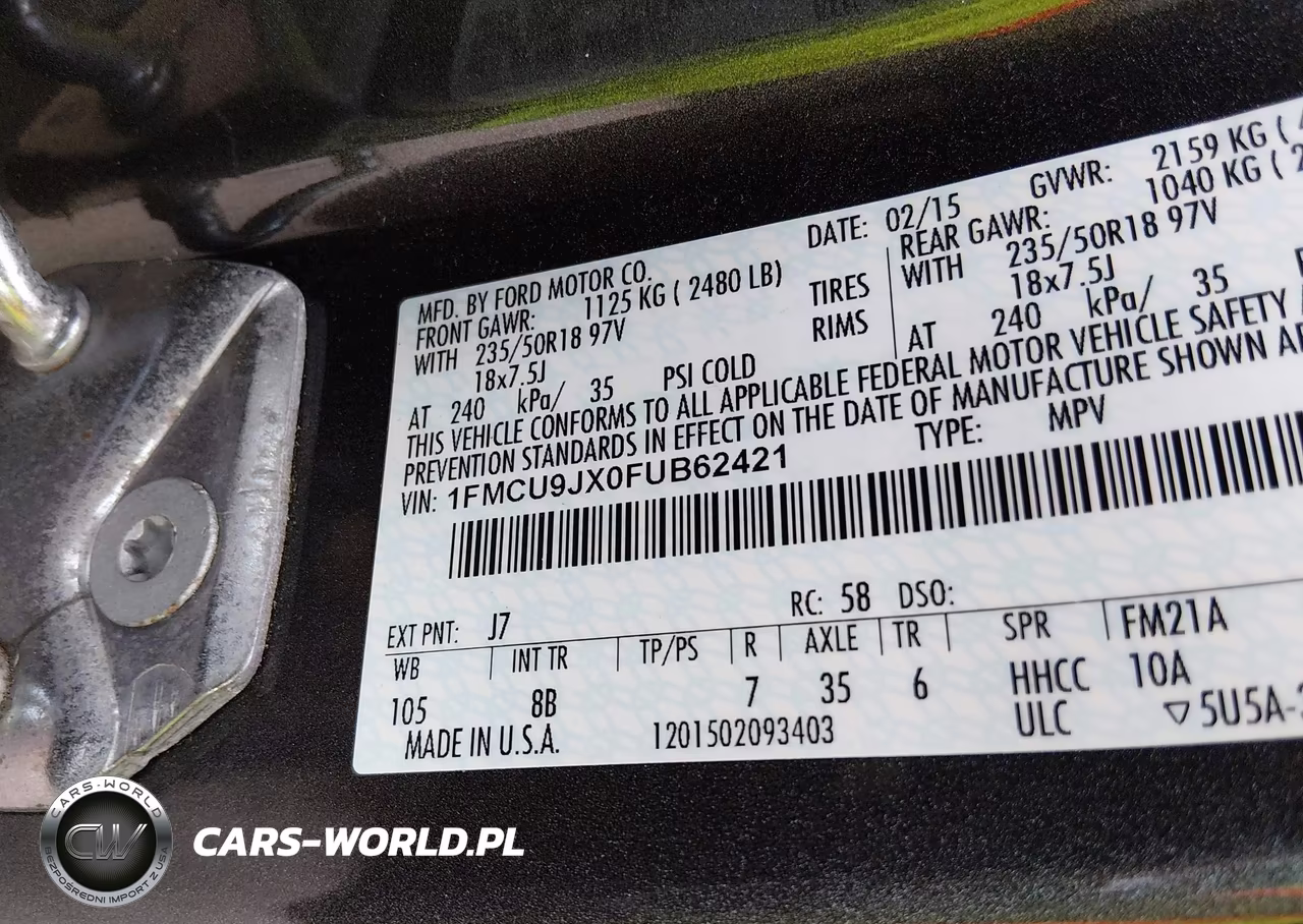 2015 Ford Escape Titanium VIN:1FMCU9JX0FUB62421 - 9
