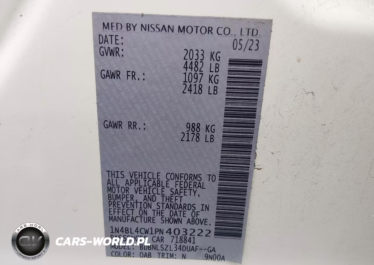 2023 Nissan Altima Sr Intelligent Awd VIN:1N4BL4CW1PN403222 - 9