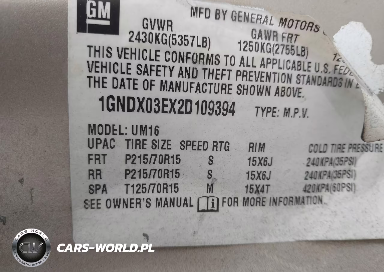 2002 Chevrolet Venture VIN:1GNDX03EX2D109394 - 9