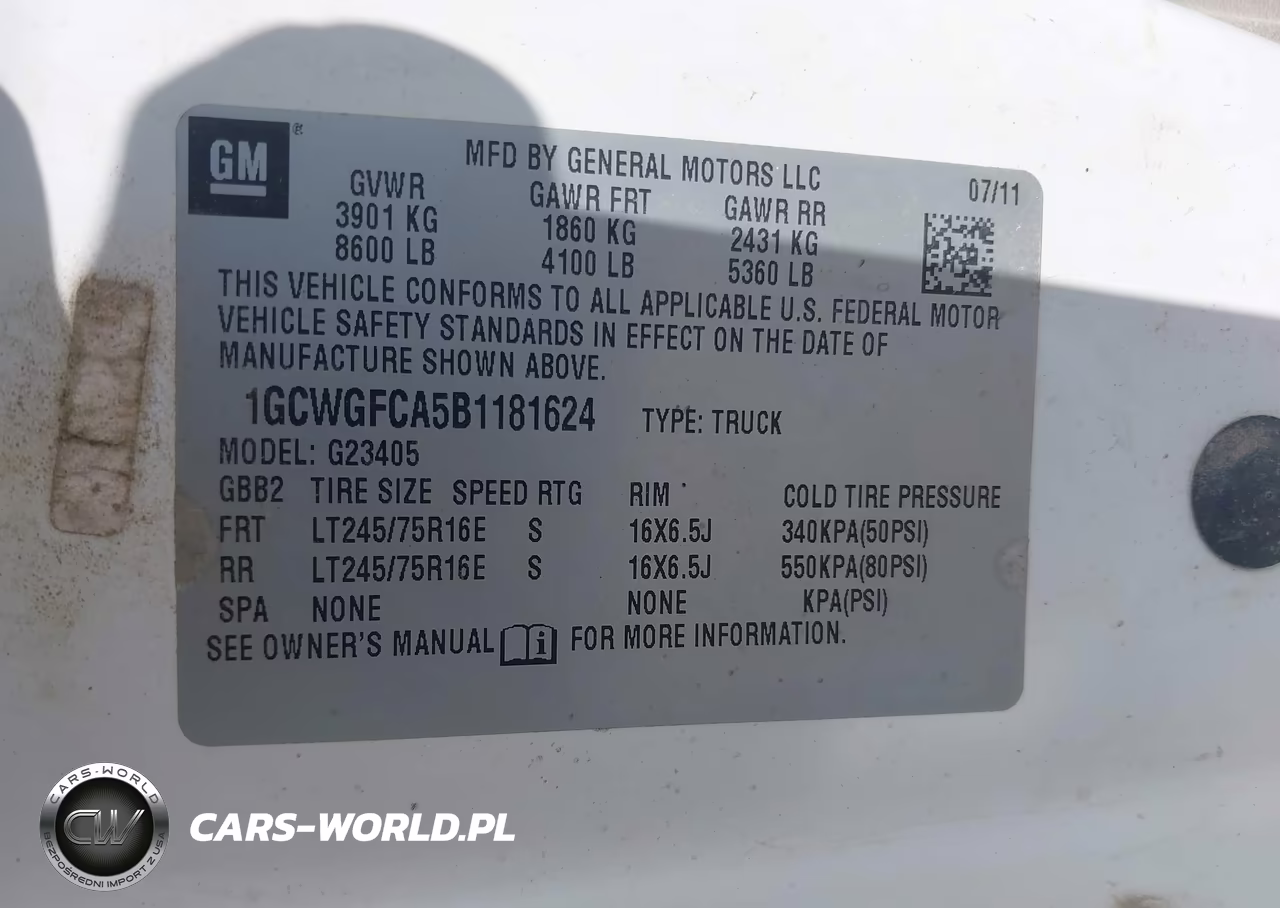 2011 Chevrolet Express 2500 VIN:1GCWGFCA5B1181624 - 9
