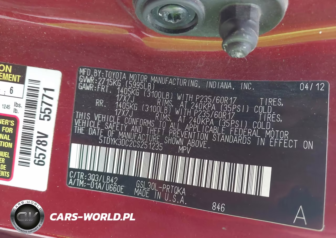 2012 Toyota Sienna Xle V6 8 Passenger VIN:5TDYK3DC2CS251235 - 9