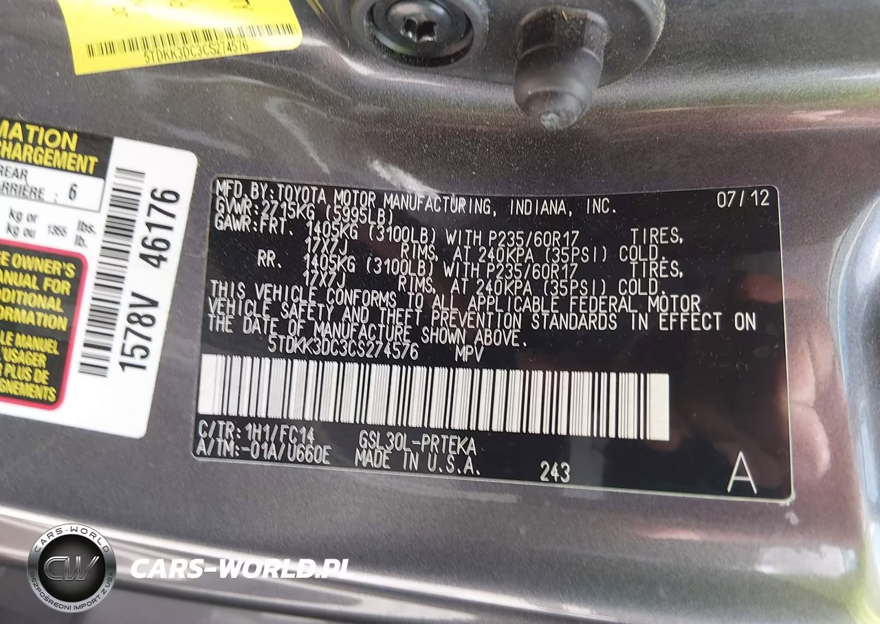 2012 Toyota Sienna Le V6 8 Passenger VIN:5TDKK3DC3CS274576 - 9