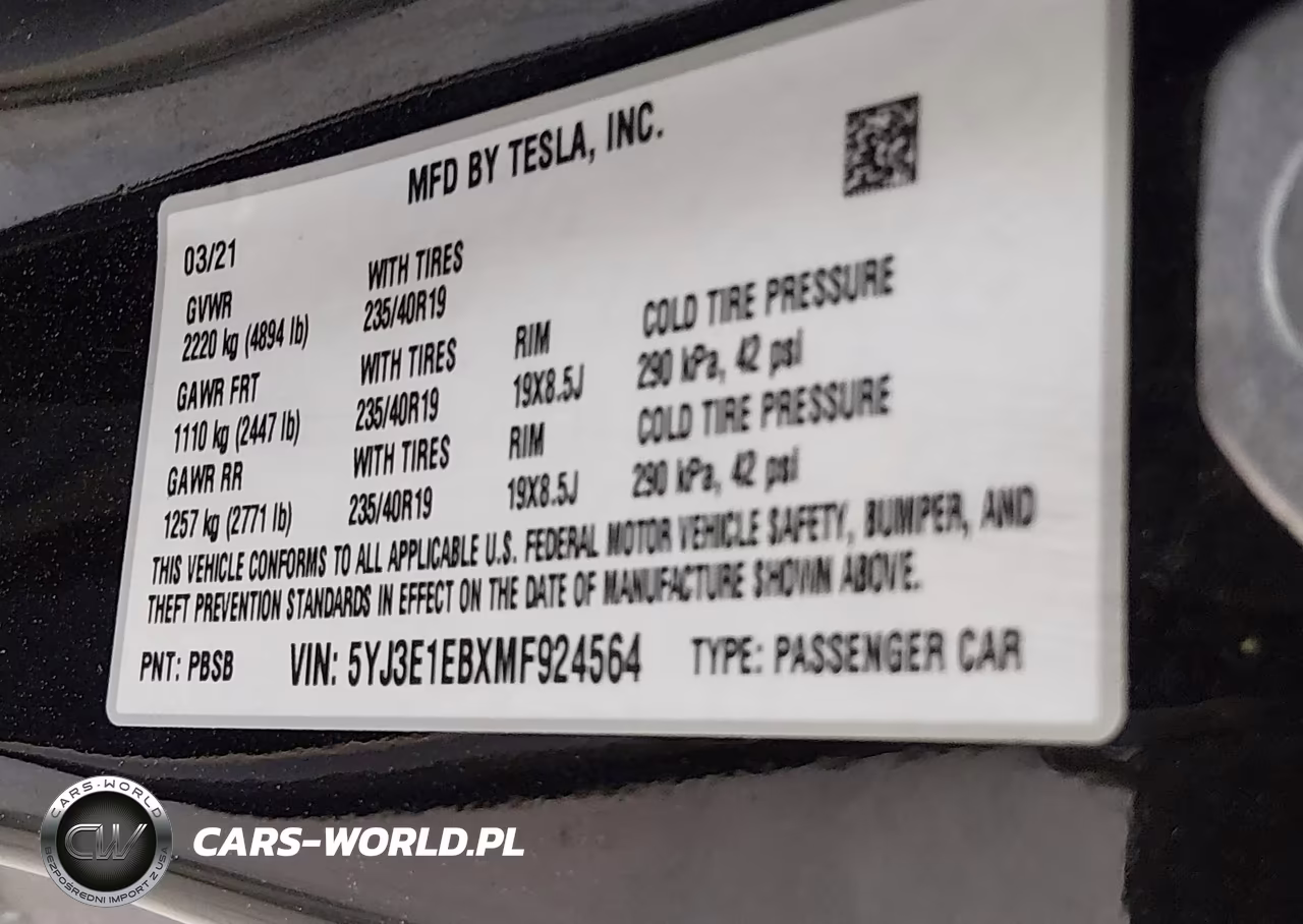 2021 Tesla Model 3 Long Range Dual Motor All-Wheel Drive VIN:5YJ3E1EBXMF924564 - 9