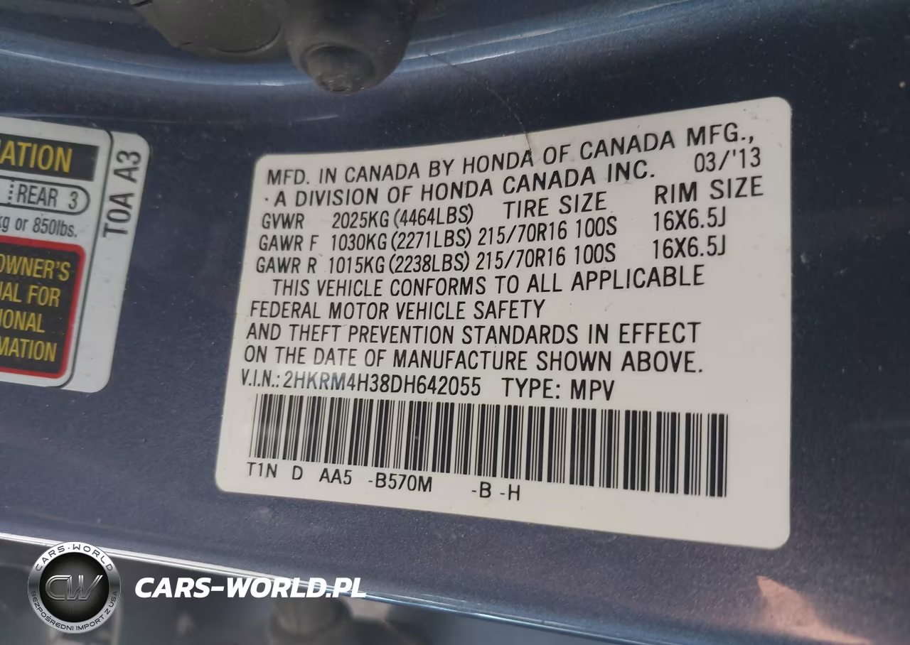 2013 Honda Cr-V Lx VIN:2HKRM4H38DH642055 - 9