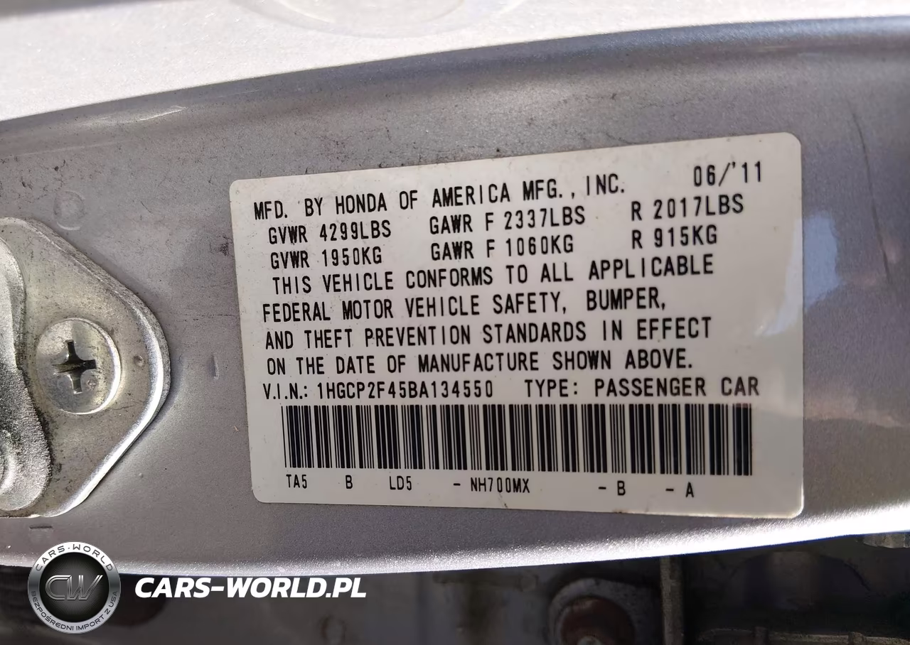 2011 Honda Accord 2.4 Lx-P VIN:1HGCP2F45BA134550 - 9