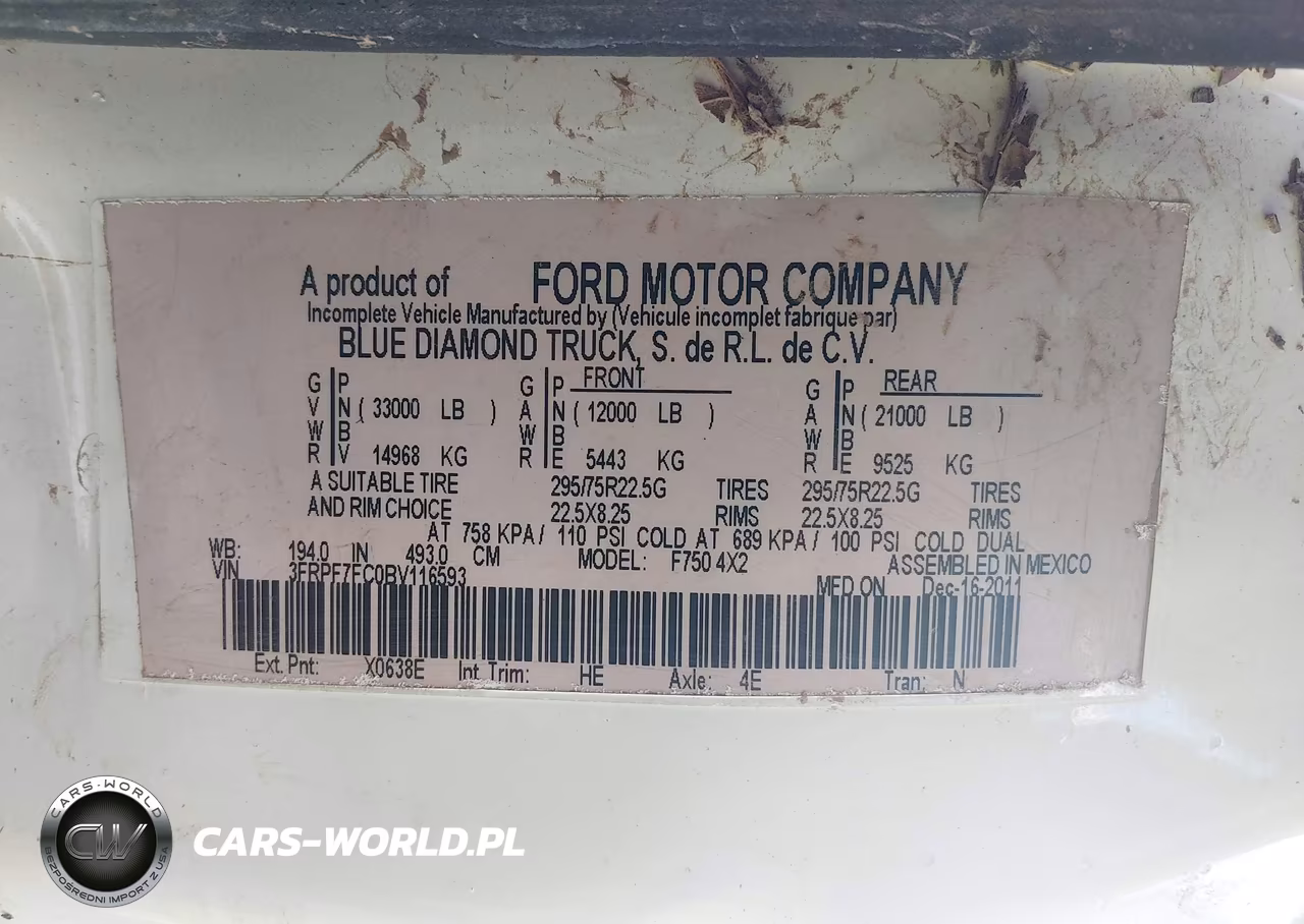 2011 Ford F-750 Xl-Xlt VIN:3FRPF7FC0BV116593 - 9