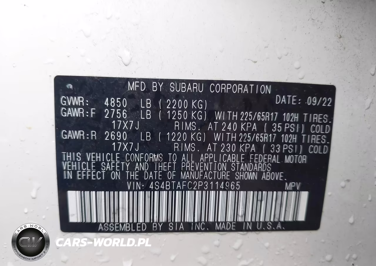 2023 Subaru Outback Premium VIN:4S4BTAFC2P3114965 - 9