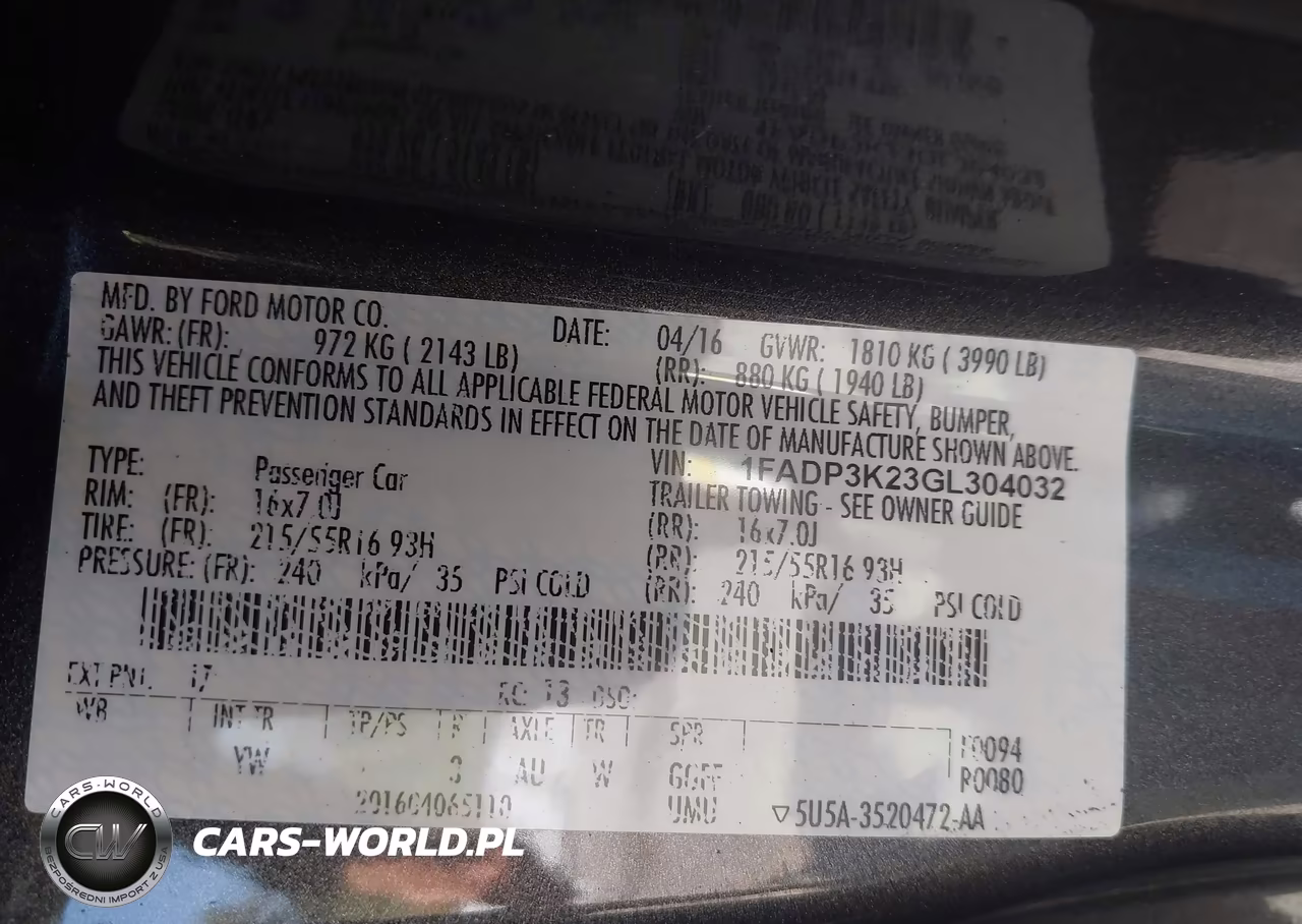 2016 Ford Focus Se VIN:1FADP3K23GL304032 - 9