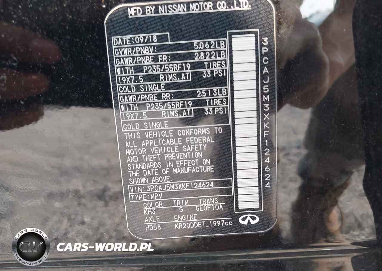 2019 Infiniti Qx50 Luxe VIN:3PCAJ5M3XKF124624 - 9