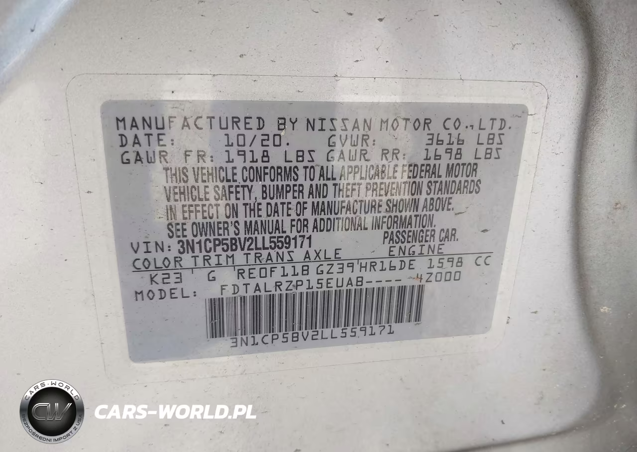 2020 Nissan Kicks S Xtronic Cvt VIN:3N1CP5BV2LL559171 - 9