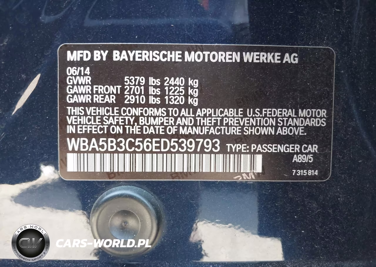 2014 BMW 535I xDrive VIN:WBA5B3C56ED539793 - 9