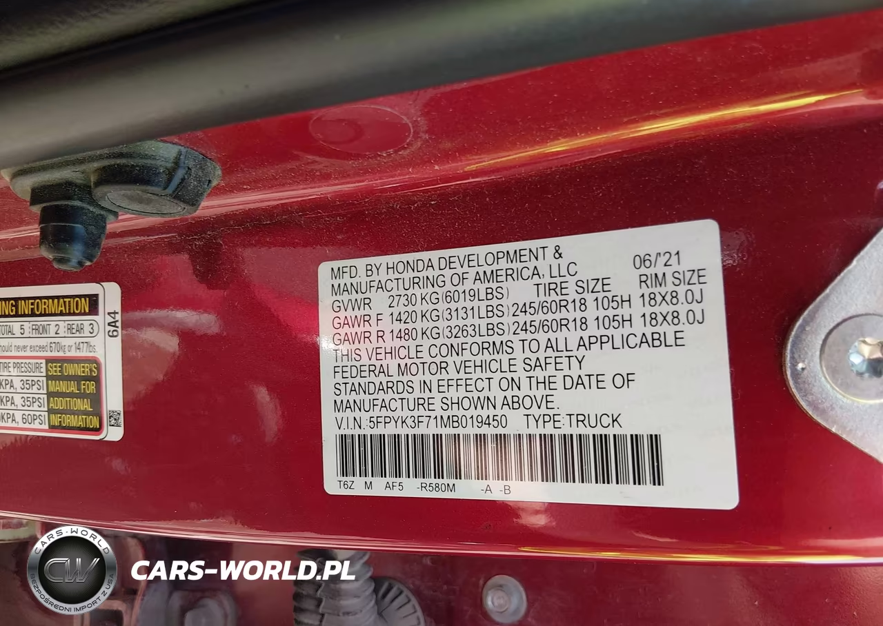 2021 Honda Ridgeline Rtl-E VIN:5FPYK3F71MB019450 - 9