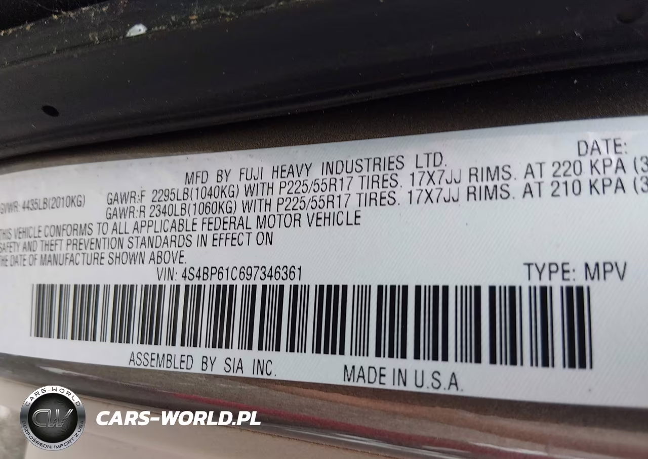 2009 Subaru Outback 2.5I VIN:4S4BP61C697346361 - 9