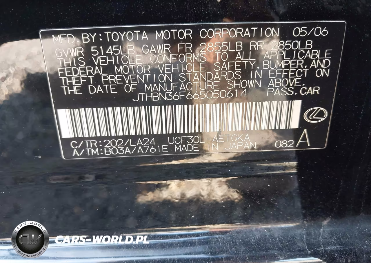 2006 Lexus Ls 430 VIN:JTHBN36F665050614 - 9