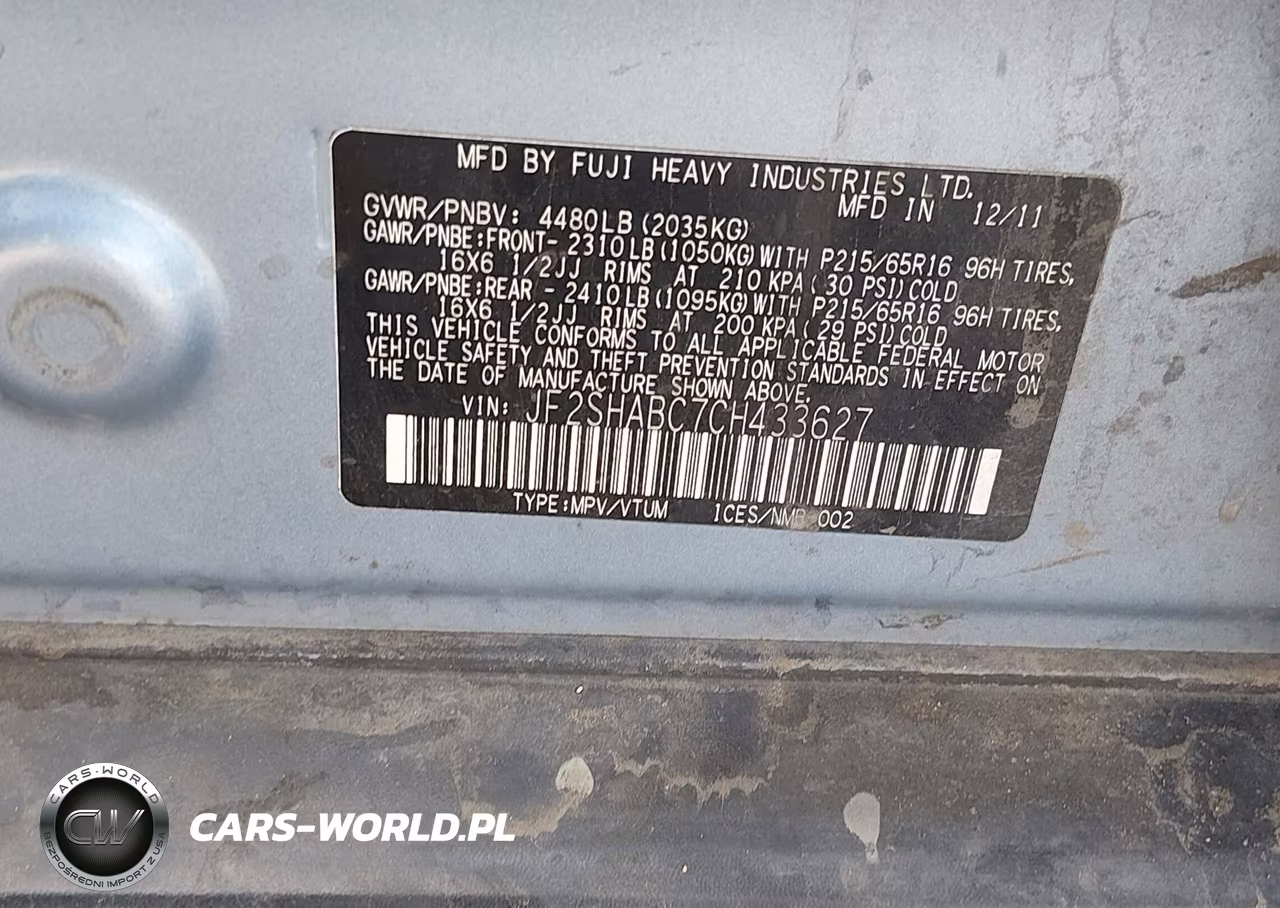2012 Subaru Forester 2.5X VIN:JF2SHABC7CH433627 - 9