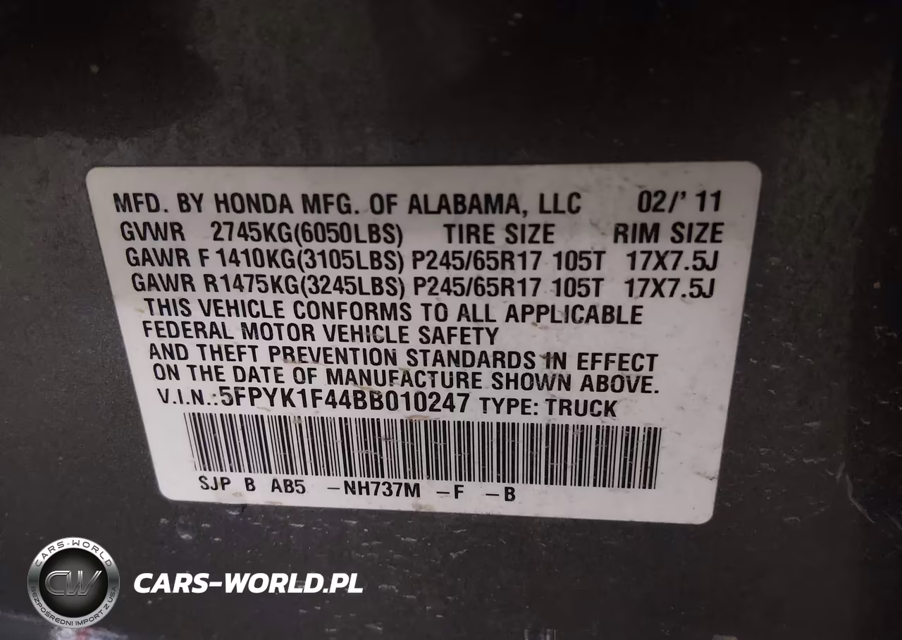 2011 Honda Ridgeline Rts VIN:5FPYK1F44BB010247 - 9