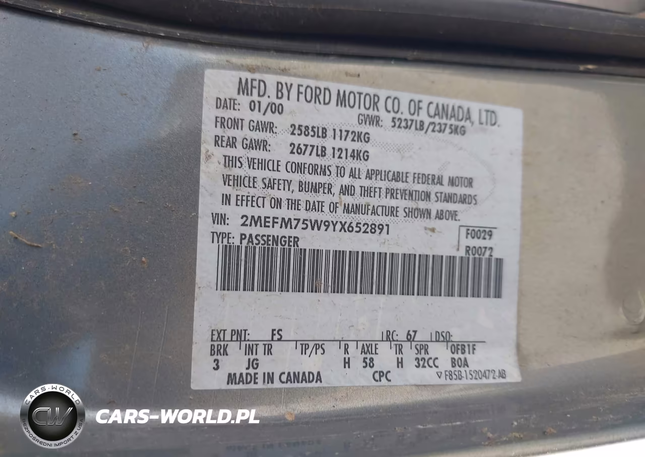 2000 Mercury Grand Marquis Ls VIN:2MEFM75W9YX652891 - 9