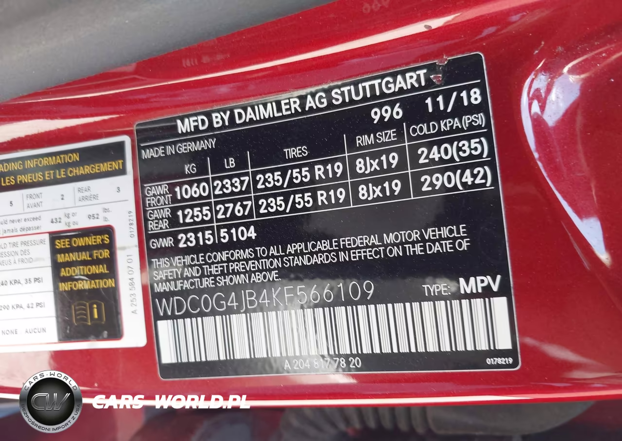 2019 Mercedes-Benz Glc 300 VIN:WDC0G4JB4KF566109 - 9