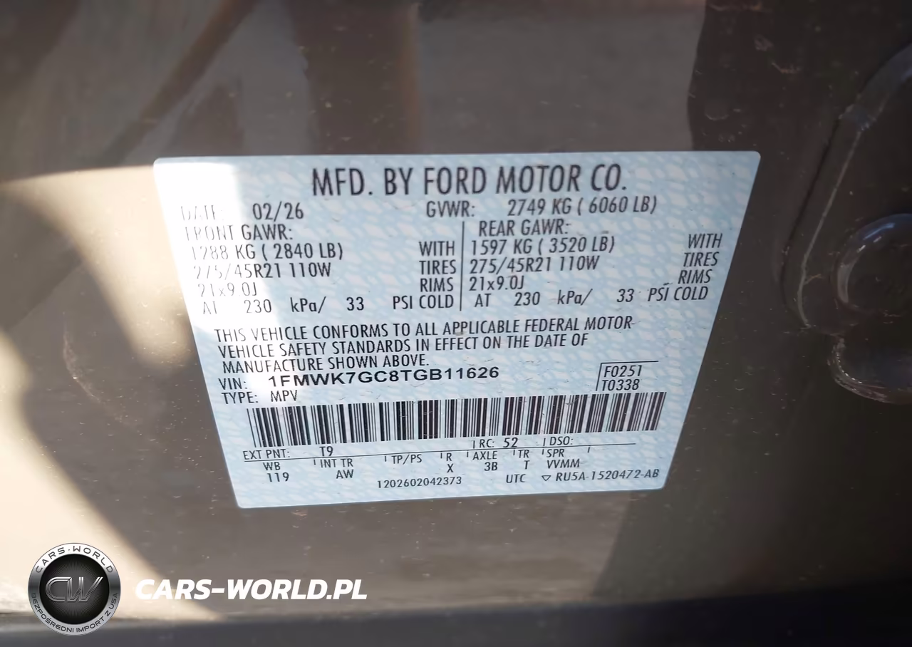 2026 Ford Explorer St VIN:1FMWK7GC8TGB11626 - 9