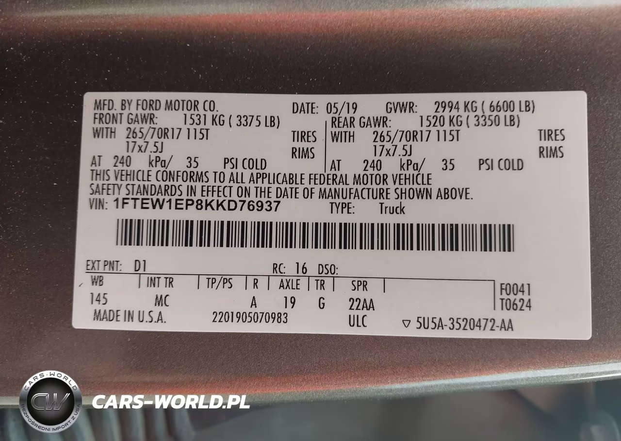 2019 Ford F-150 Xlt VIN:1FTEW1EP8KKD76937 - 9