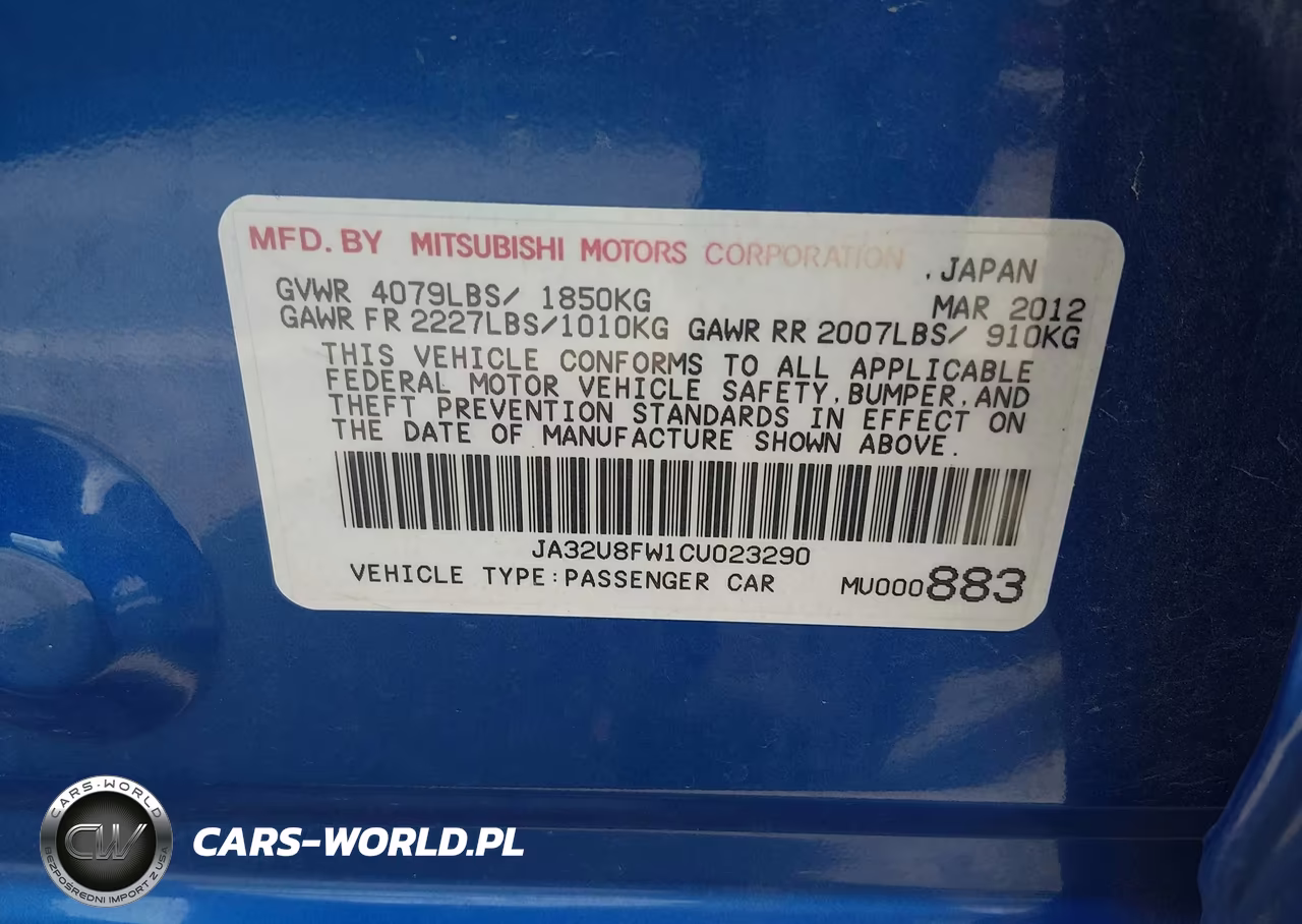 2012 Mitsubishi Lancer Gt VIN:JA32U8FW1CU023290 - 9