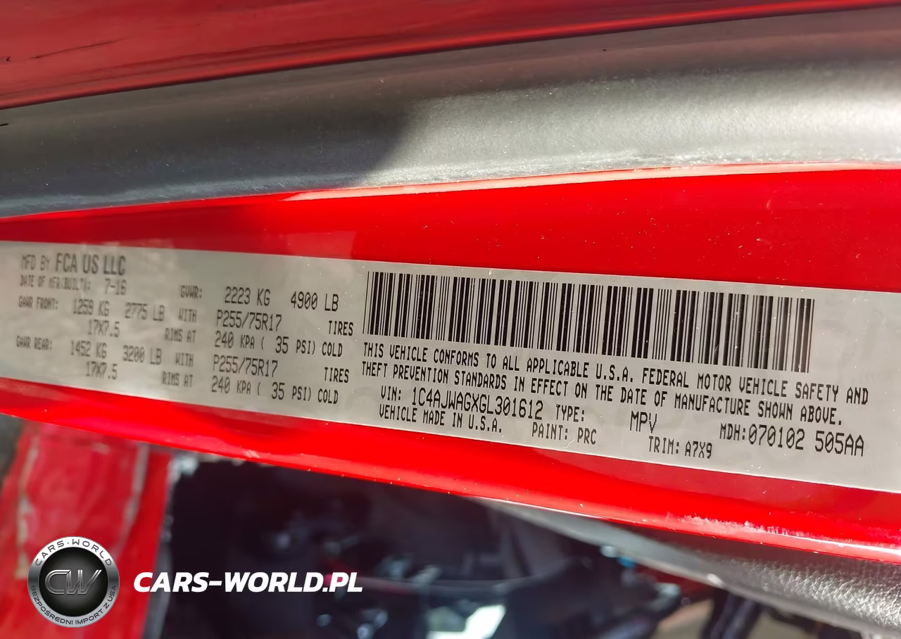 2016 Jeep Wrangler Sport VIN:1C4AJWAGXGL301612 - 9