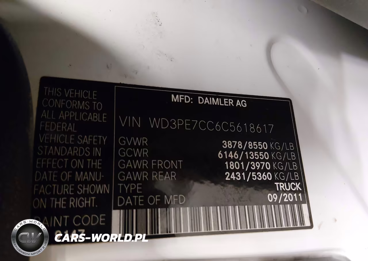 2012 Mercedes-Benz Sprinter 2500 Normal Roof VIN:WD3PE7CC6C5618617 - 9