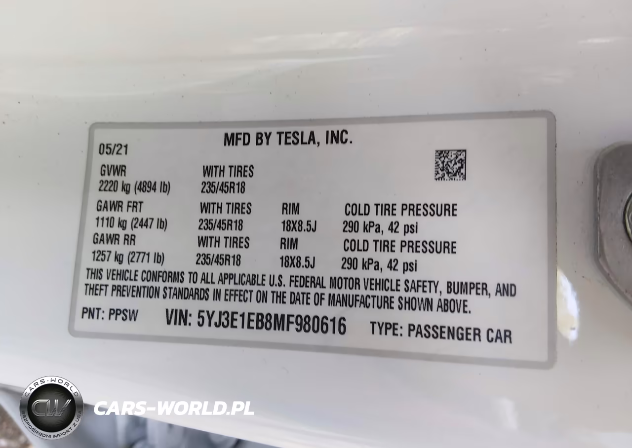 2021 Tesla Model 3 Long Range Dual Motor All-Wheel Drive VIN:5YJ3E1EB8MF980616 - 9